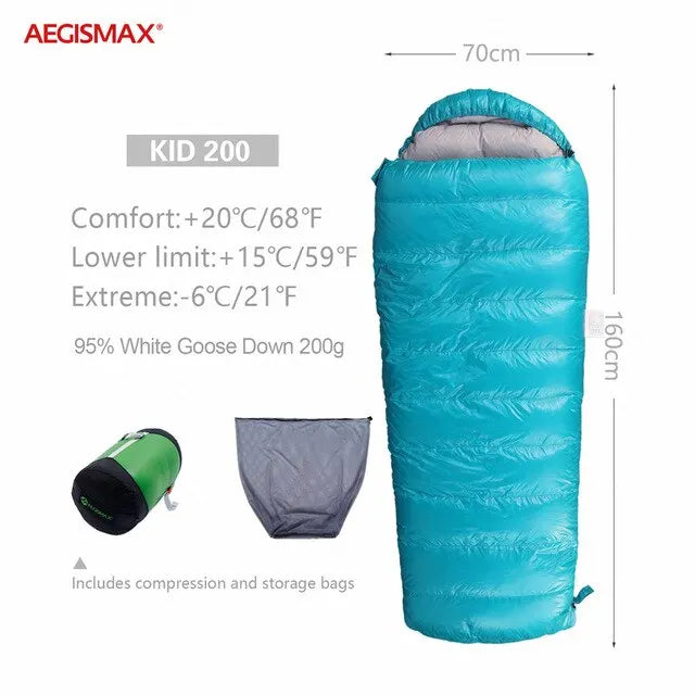 Kids' Goose Down Sleeping Bag – 95% Filled, Ultra-Warm & Thickened for Camping, Hiking & Outdoor Adventures