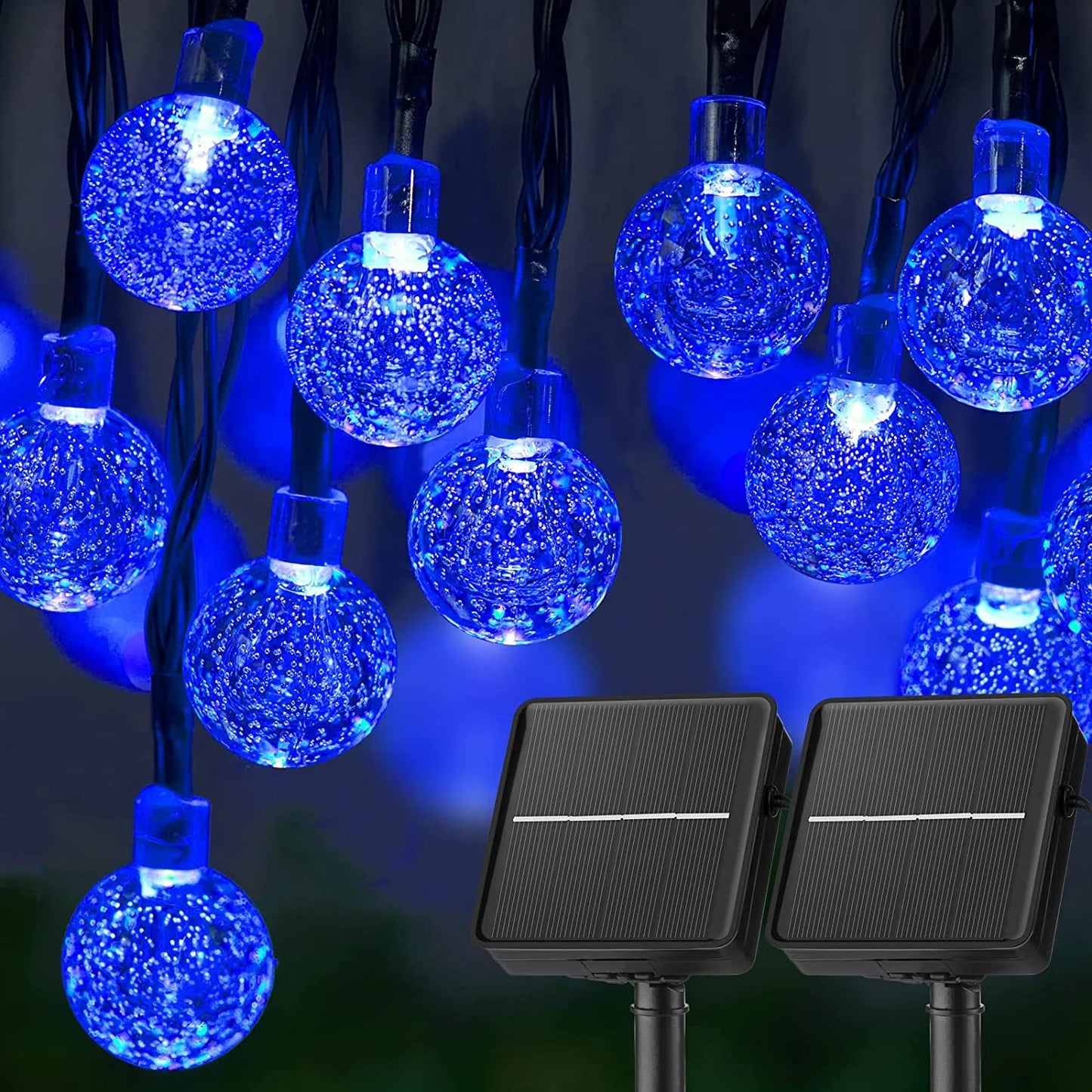 Outdoor Solar Crystal Globe String Lights – 60 LED Waterproof Lights with 8 Modes for Garden, Patio, or Party Decor