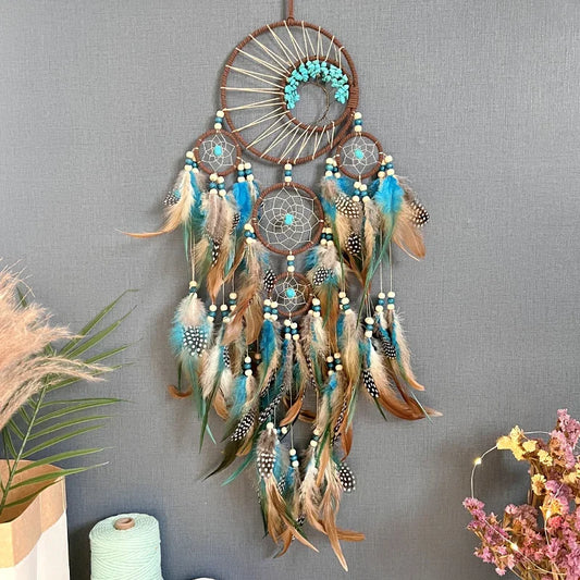 Vintage Tree of Life Dream Catcher โ Natural Stone Wind Chime for Stunning Indian-Inspired Home Decor