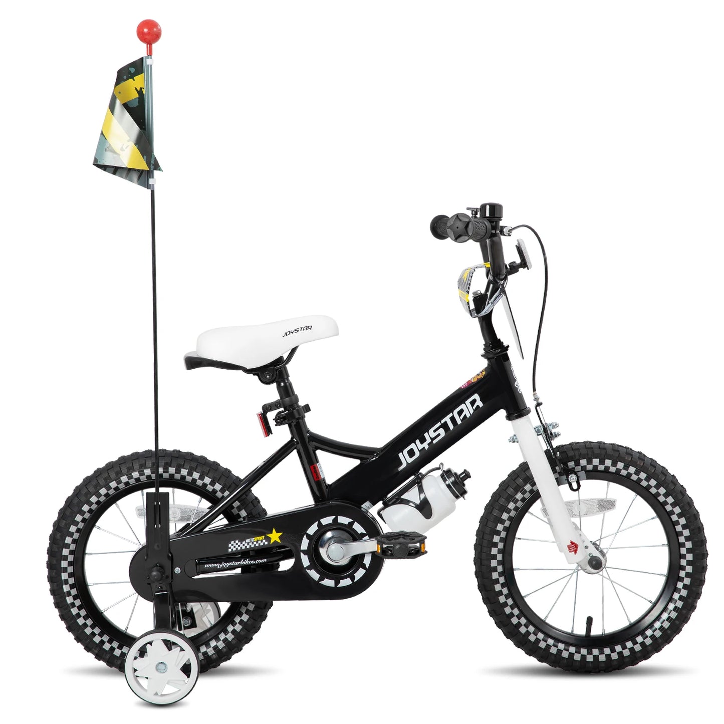 Kids Bike with Training Wheels – 12", 14", 16" Sizes for Ages 2–7, Fun Design with Doll Seat, Streamers or Flag & Name Plate