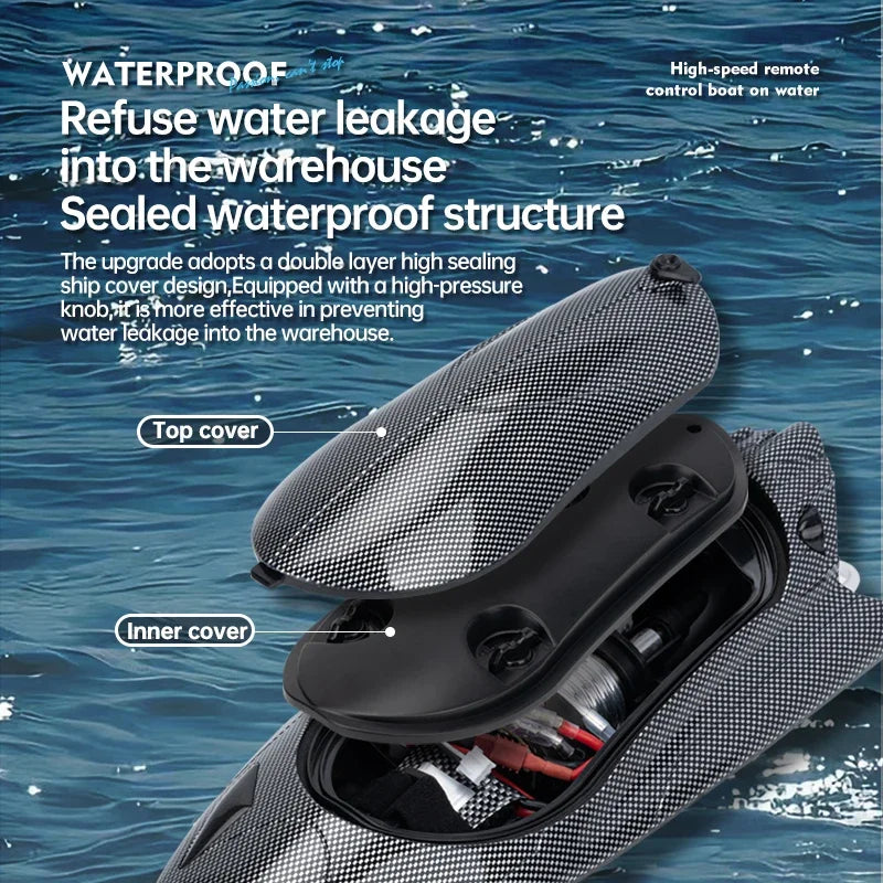 High-Speed RC Boat – 25Km/h Waterproof Electric Remote Control Racing Ship with Rechargeable Battery, Speedboat Toy Gift for Boys