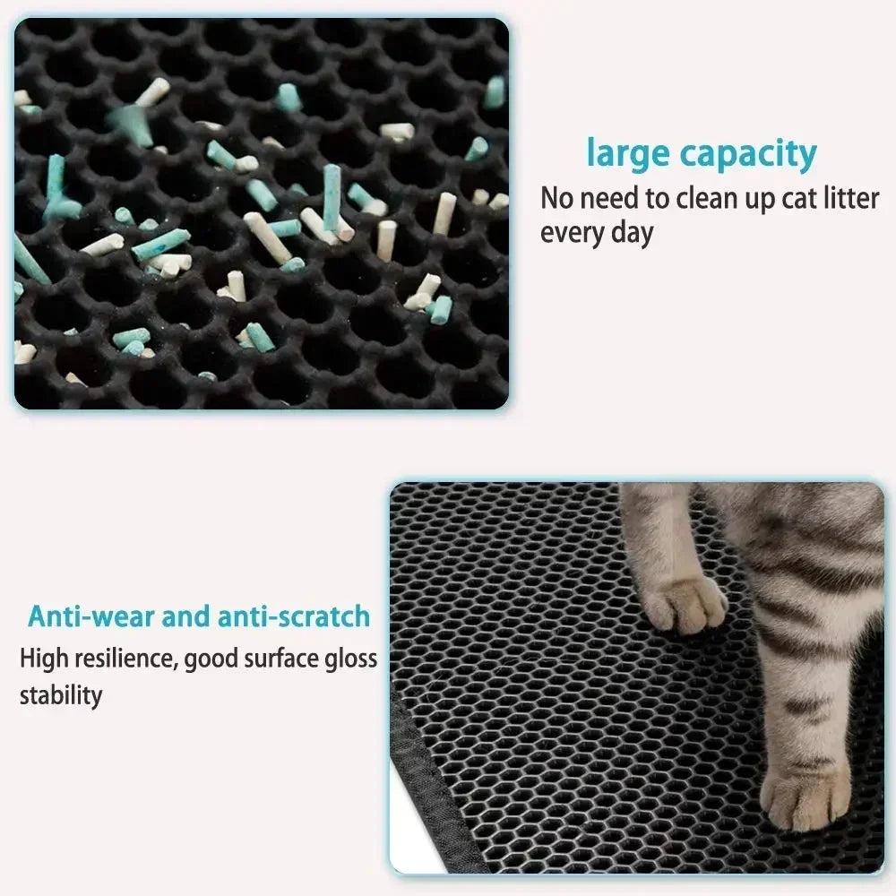 90x60CM Double-Layer Waterproof Cat Litter Mat – Non-Slip, Washable Pet Toilet Mat for Litter Box Cleanup
