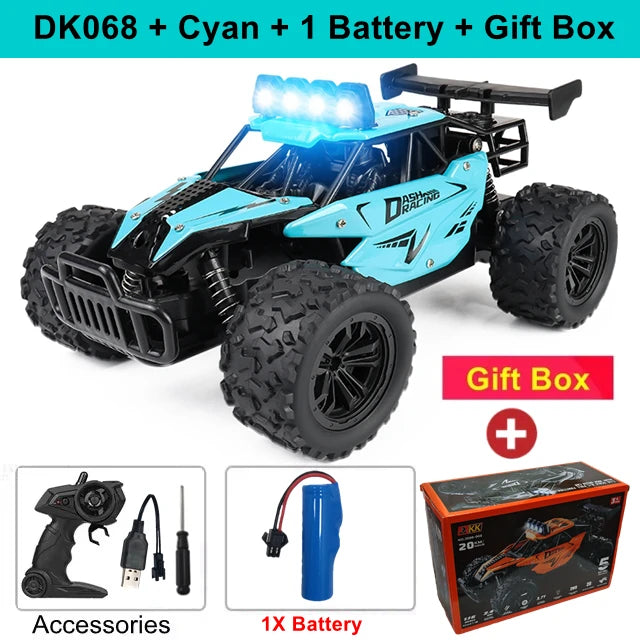1:16 Remote Control Drift Racing Car – 2.4G Off-Road High-Speed Alloy RC Truck with LED Lights, Climbing Vehicle Toy for Kids