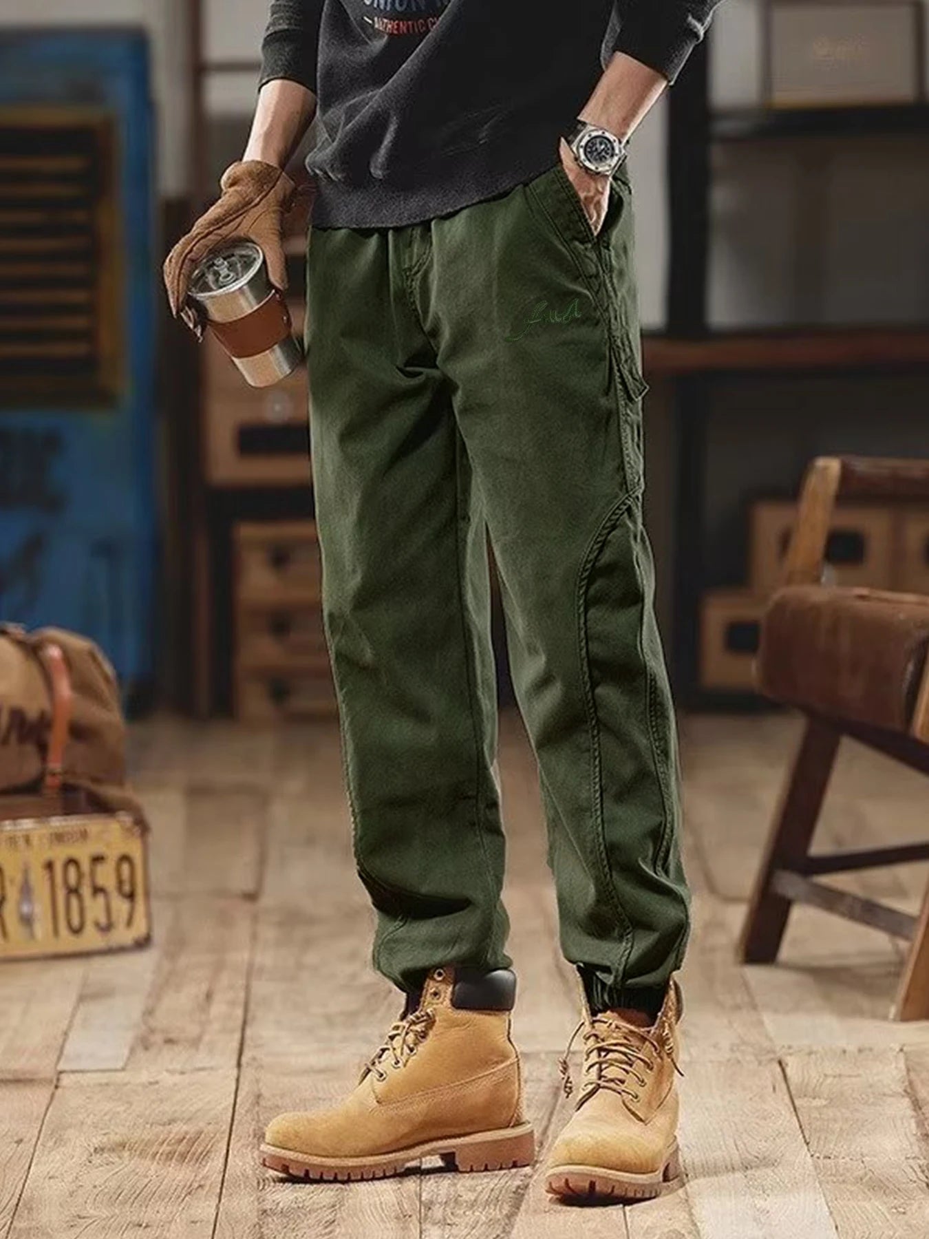 Men’s Casual Multi-Pocket Work Pants – Relaxed Fit Outdoor Trousers for Fall & Everyday Use