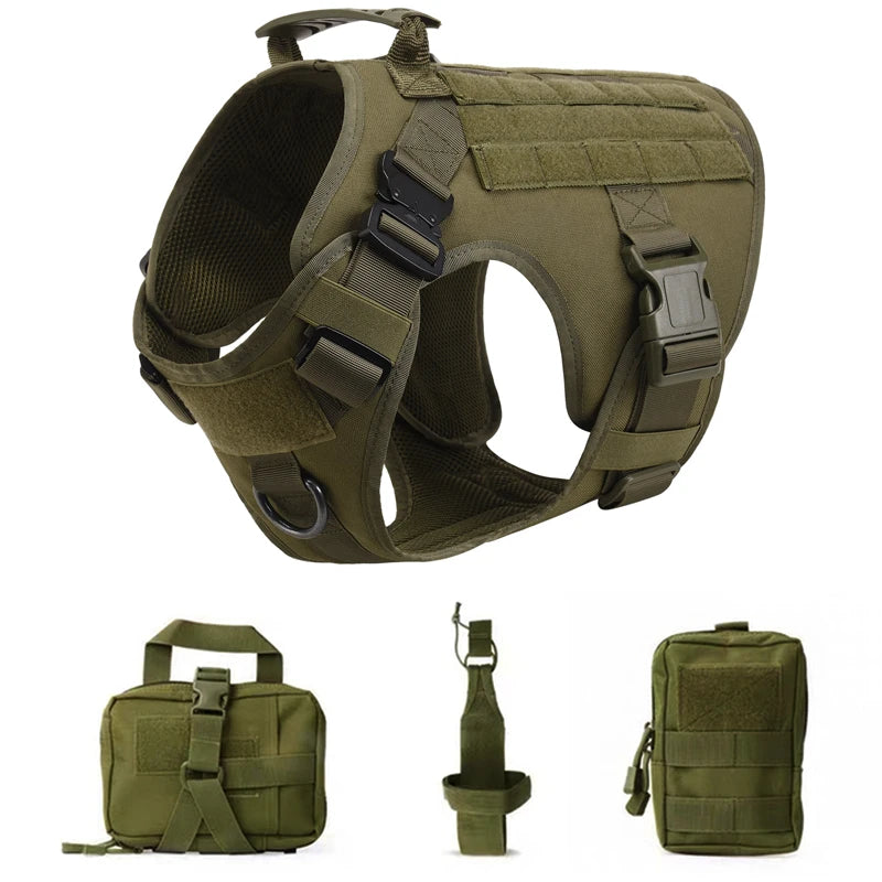 Tactical Dog Harness and Leash Set – Military Training Vest for German Shepherd, Golden Retriever & All Breeds
