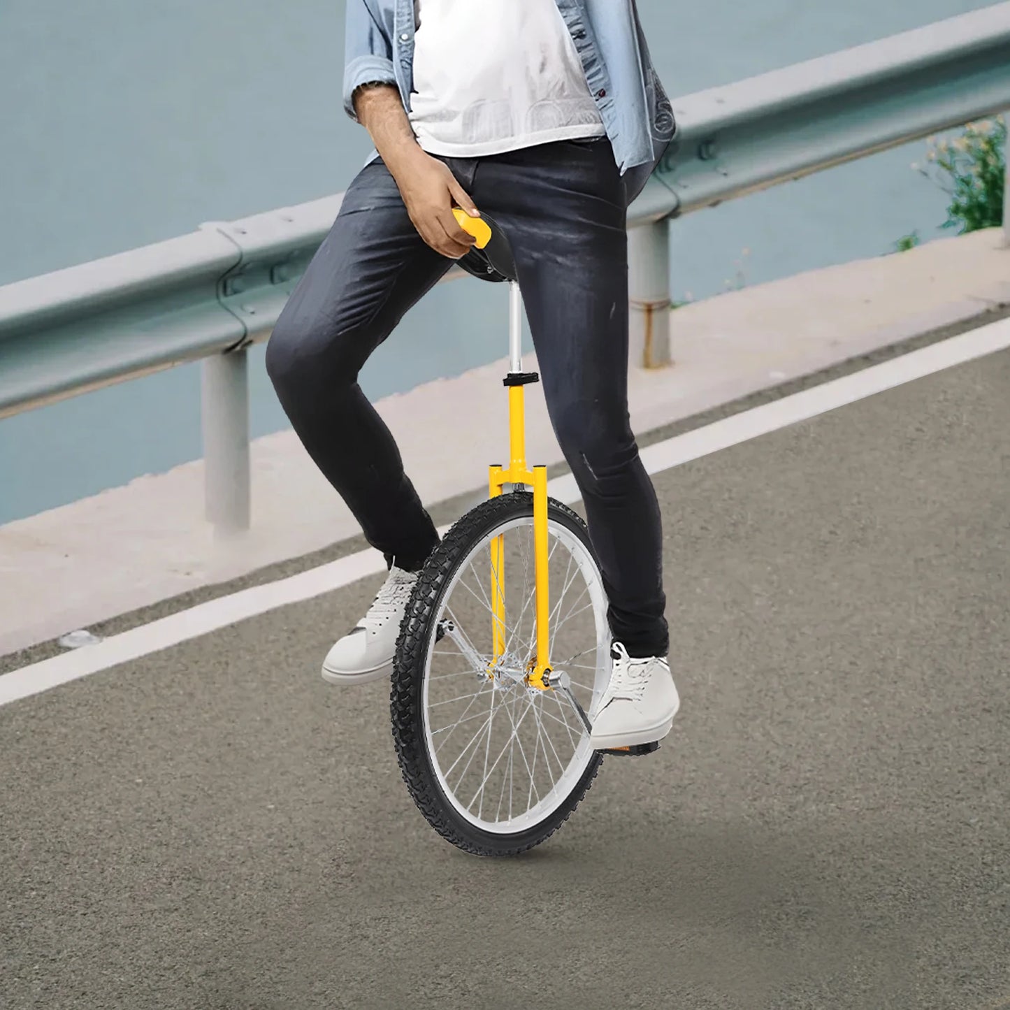 24” Outdoor Unicycle – Adjustable Height One-Wheel Bike with Leakproof Tire for Fitness & Fun