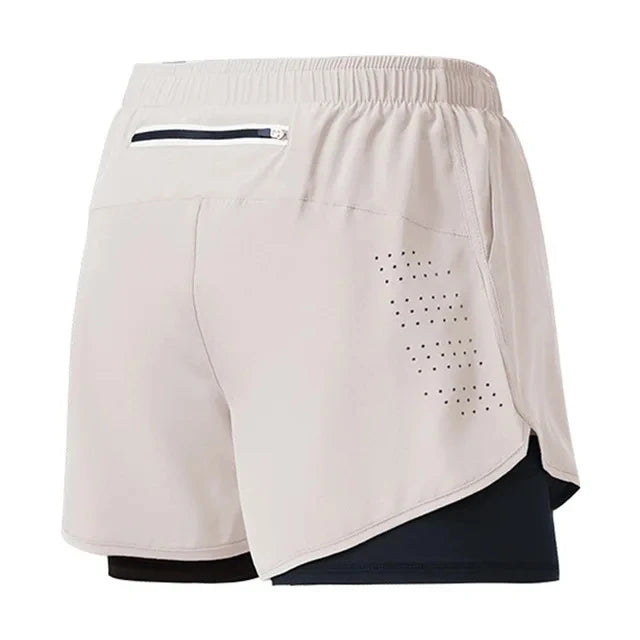 Men’s Quick-Dry Double Layer Running Shorts – Black Fitness & Workout Training Shorts