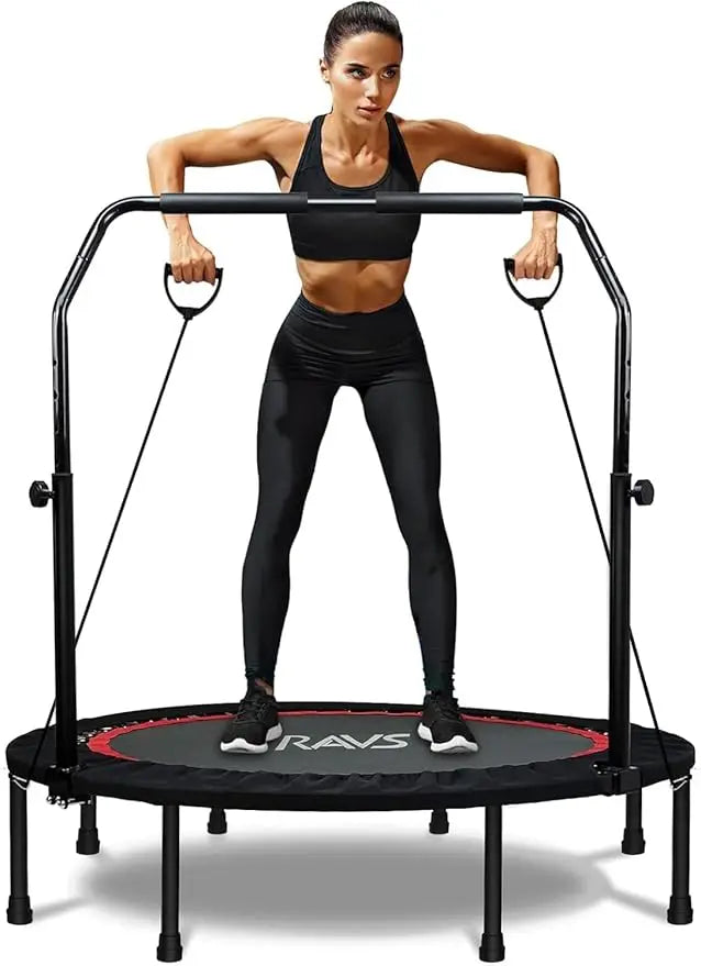 πββοΈ RAVS Mini Trampoline for Kids & Adults β 40"/48" Foldable Fitness Rebounder with Adjustable Handle