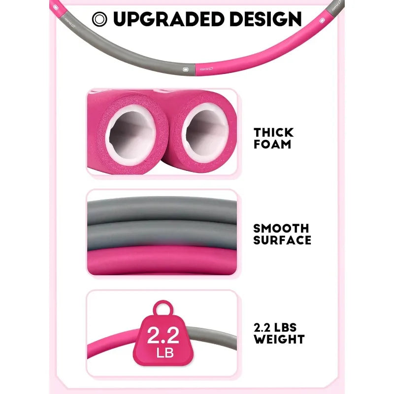 π₯ Weighted Exercise Hoop for Adults β 2.2lb Detachable Fitness Hoop Set with Jump Rope, Tape Measure & Carry Bag | Adjustable for Home or Travel Workouts