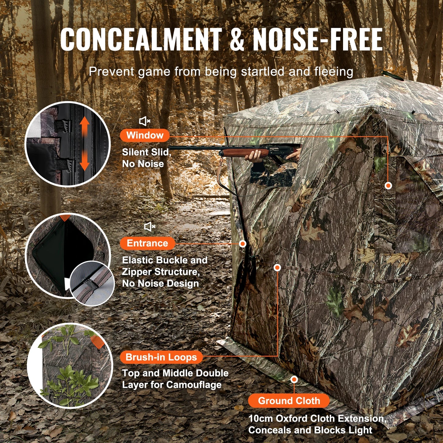 2-3 Person Hunting Blind – 270° See-Through Pop-Up Ground Blind with Carrying Bag, Portable Deer Hunting Tent