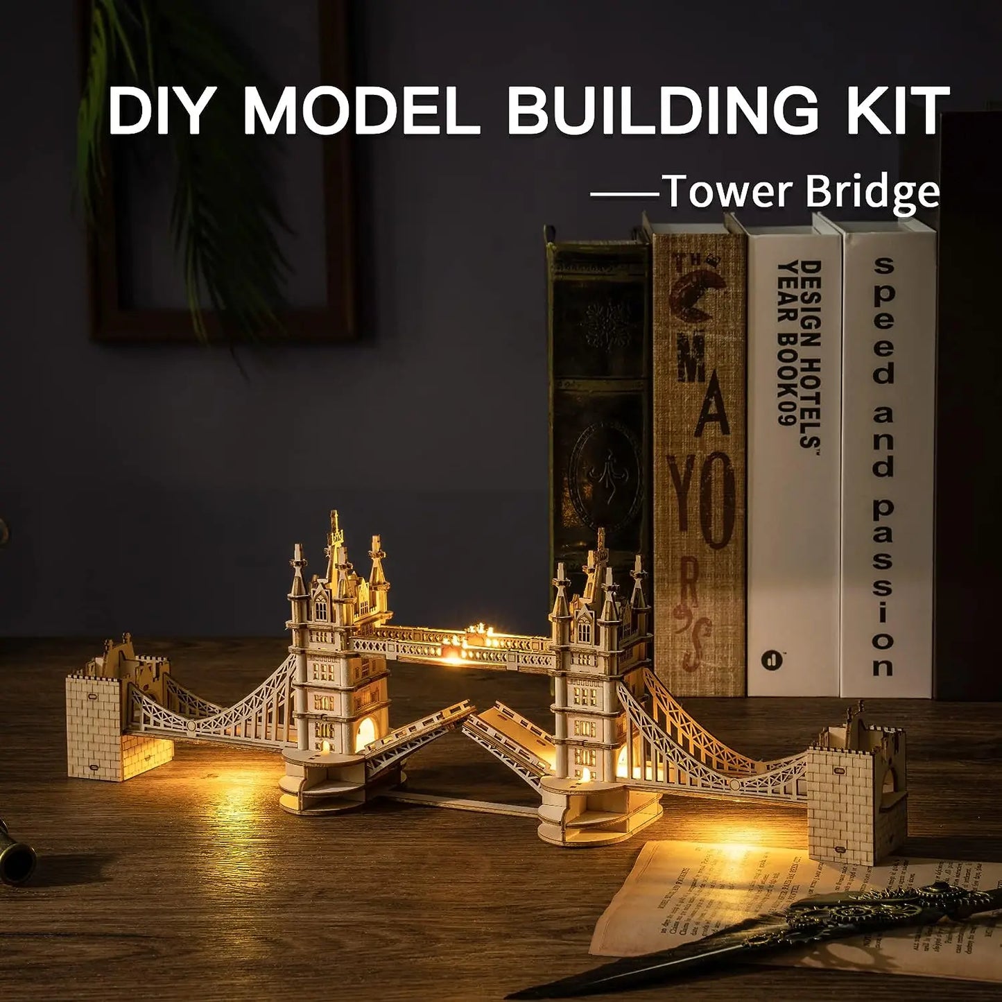 3D Wooden Puzzle Kit – DIY Tower Bridge, Big Ben, or Eiffel Tower Model Set for Home Decor or Birthday Gifts