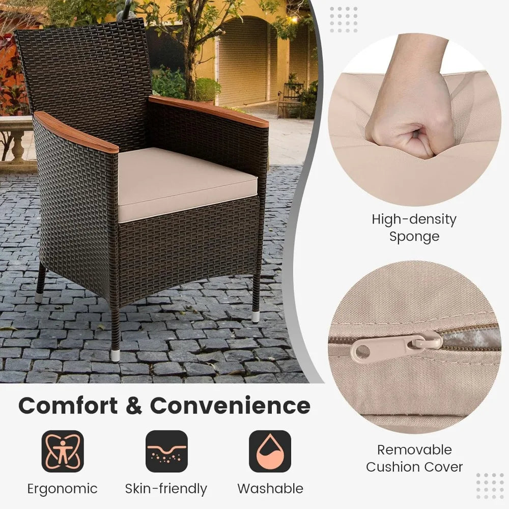 š 10-Piece Patio Rattan Dining Set with 15Ft Double-Sided Umbrella