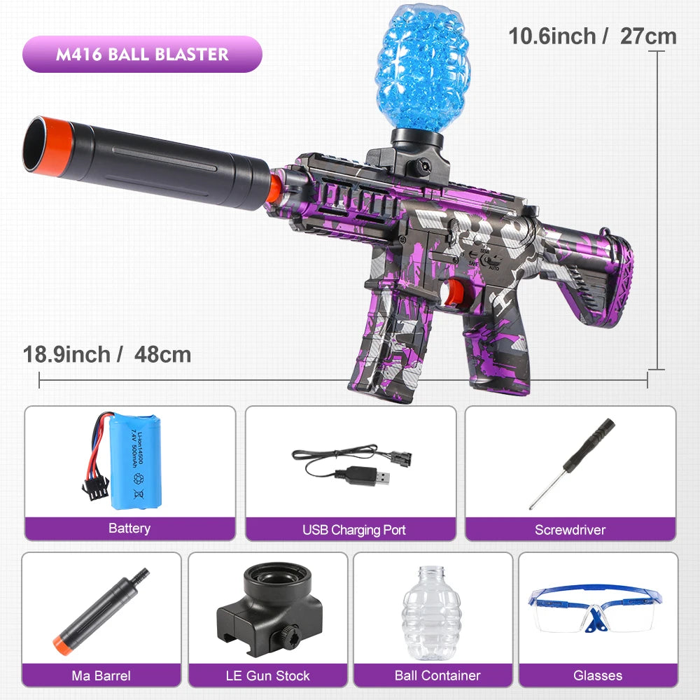 🔫 M416 Electric Ball Blaster Toy Gun
⚡ High-Speed • Metallic Finish • Rechargeable Power