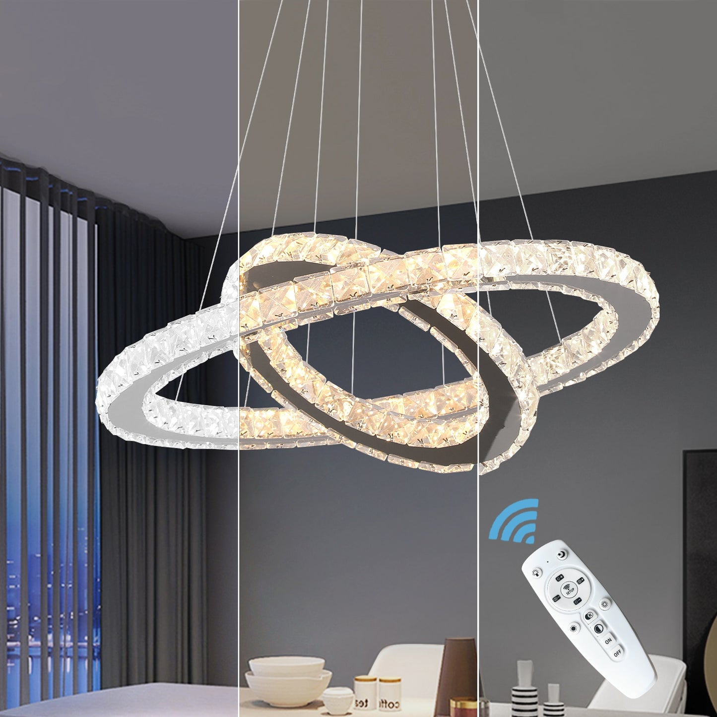 Contemporary K9 Crystal LED Chandelier: Chrome Lustre Ceiling Pendant Lamp for Modern Living Rooms