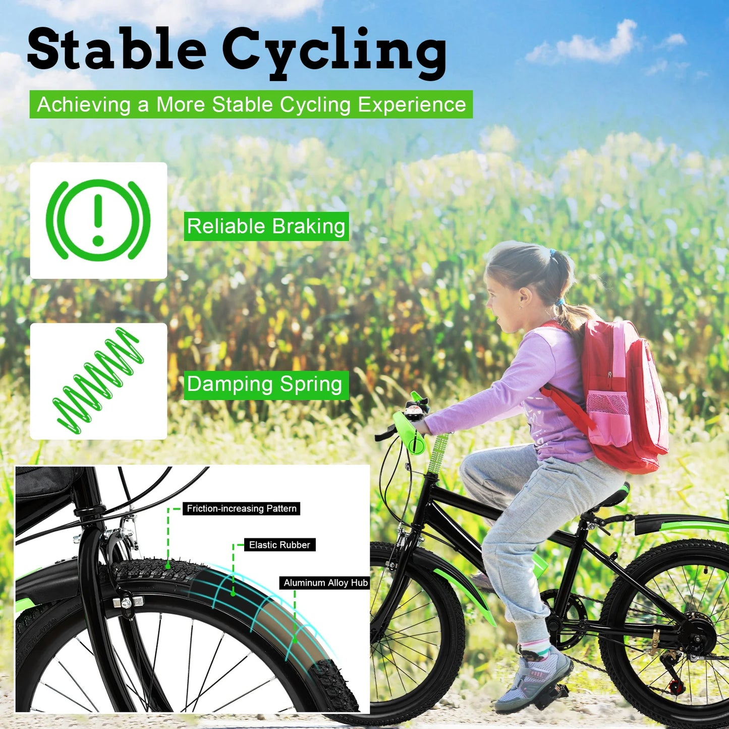 20-Inch 7-Speed Kids’ Mountain Bike – Adjustable Seat, Mudguards & Kettle Holder for Ages 8–13
