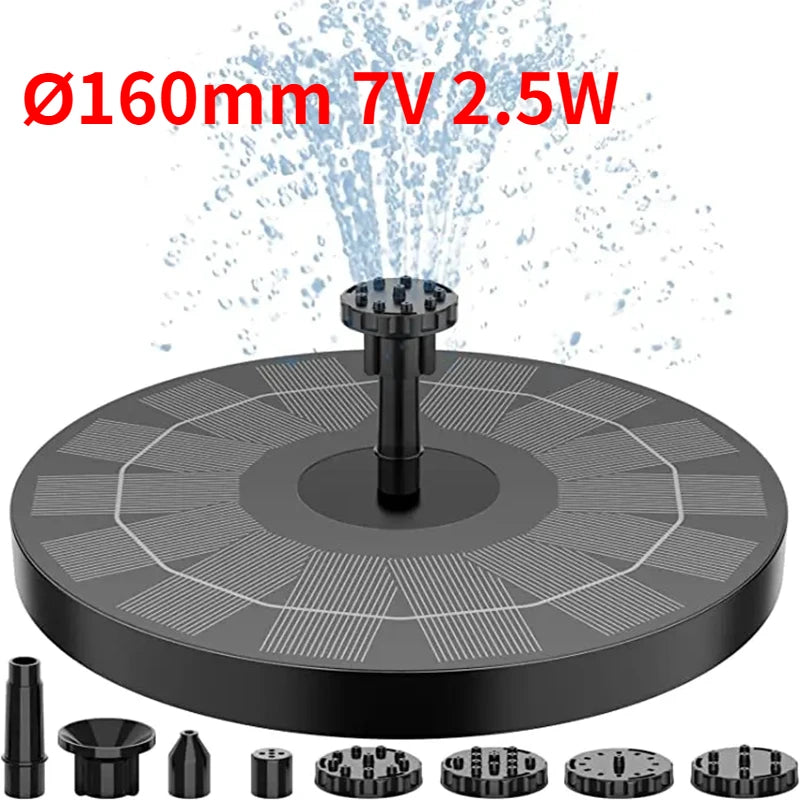 Solar Fountain Pump Kit – 1W/1.5W/2.5W Outdoor Solar Water Fountain with 6 Nozzles for Garden, Pond & Bird Bath Decor