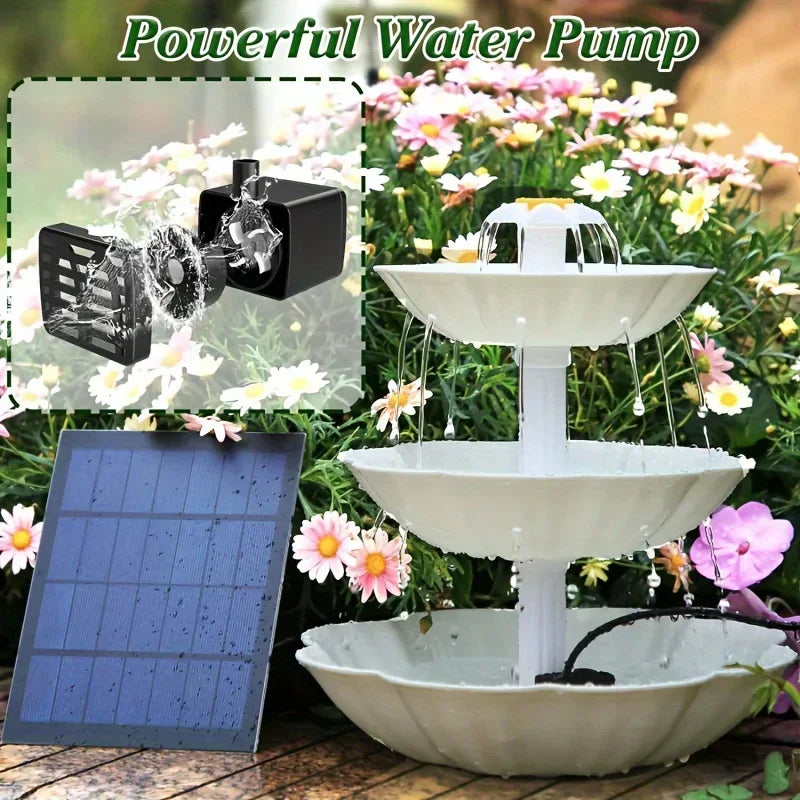 Solar Bird Bath Fountain – Detachable DIY Water Feature for Garden Decoration & Outdoor Bird Feeding