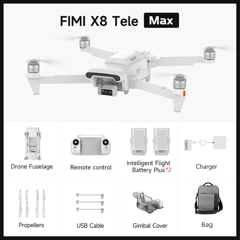 π FIMI X8 TELE MAX Drone 2025 | 4K HDR 48MP Camera | 20KM Range | 3-Axis Gimbal | Professional GPS Quadcopter