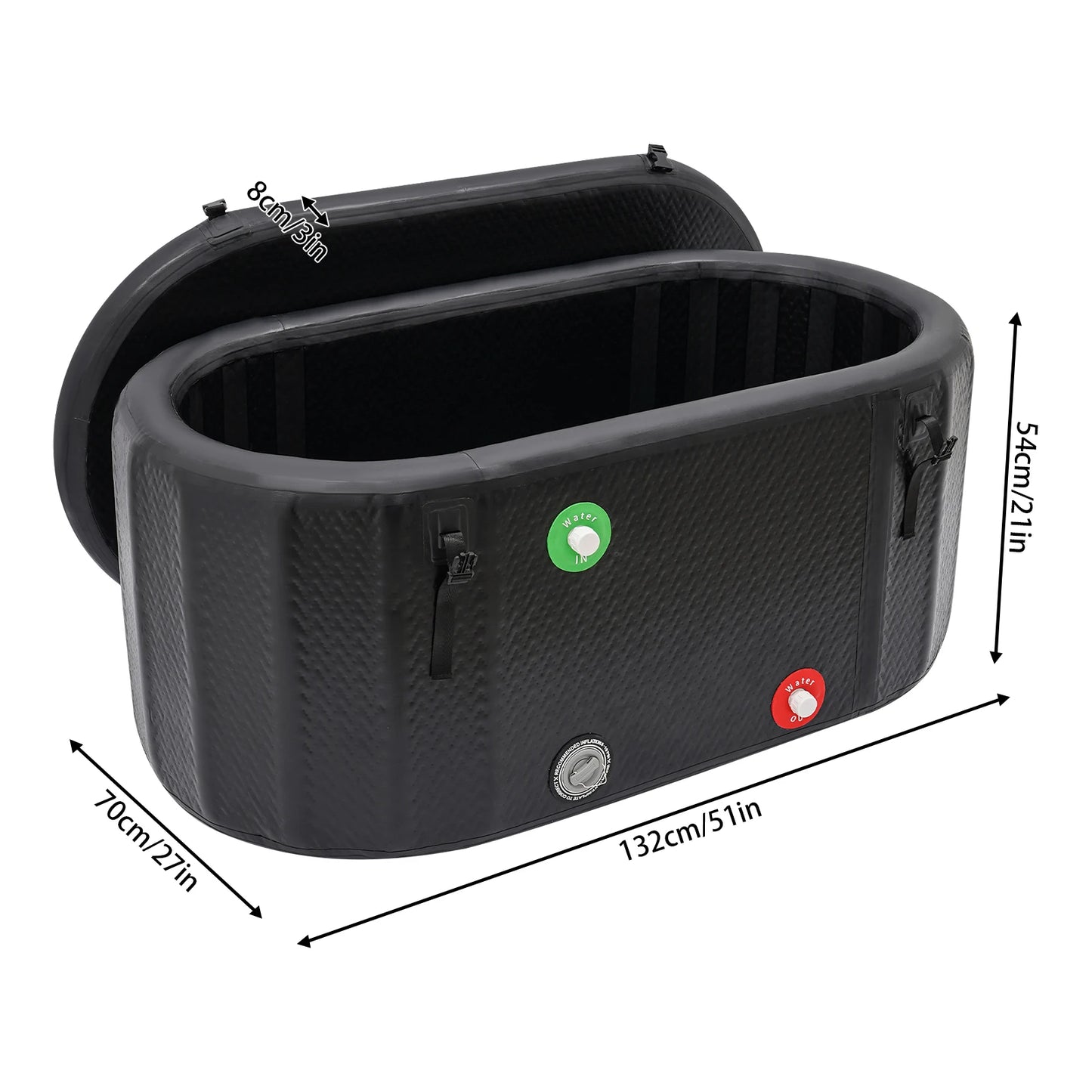 Inflatable Cold Plunge Tub – 132×70cm Ice Bath for Athletes & Recovery, Portable Foldable Ice Barrel