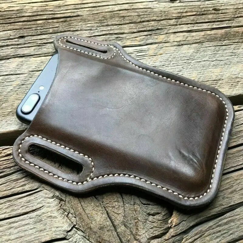📱 Men's Phone Case Holster – Belt Loop Leather Waist Bag | Travel, Camping & Everyday Carry