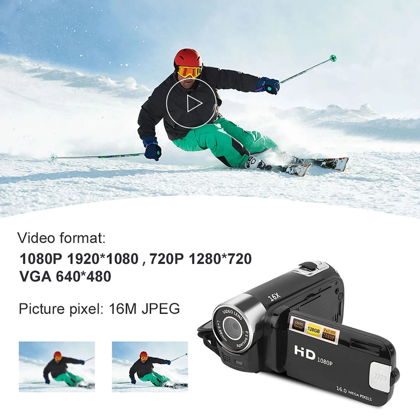📷 DH‑90 HD Digital Camcorder – 16X Zoom, 2.7" LCD Screen, Video & Photo Recorder