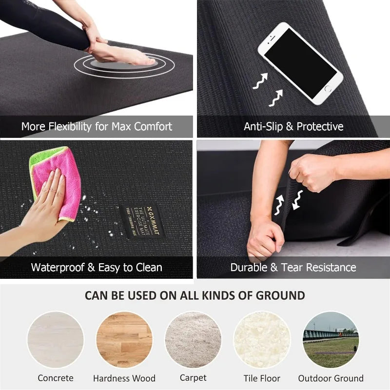 GXMMAT Large Yoga Mat 12'x6'/10'x6'/6'x8'(7mm), Extra Thick Workout Mats for Home Gym Flooring
