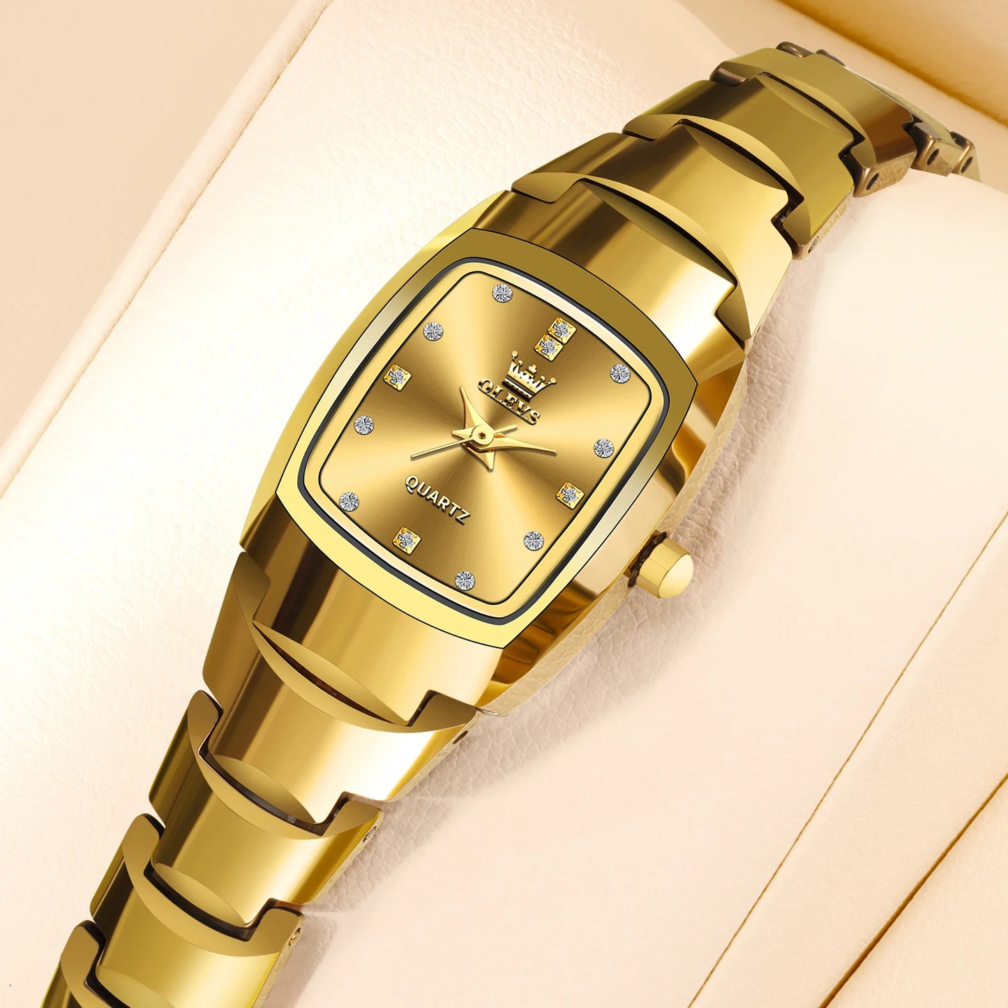 Ladies Waterproof Gold Luxury Watch – Elegant Stainless Steel Quartz Wristwatch Gift