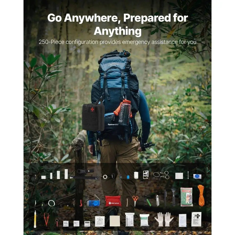 250-Piece Emergency First Aid Kit – All-in-One Survival Medical Bag for Camping, Travel & Home Use