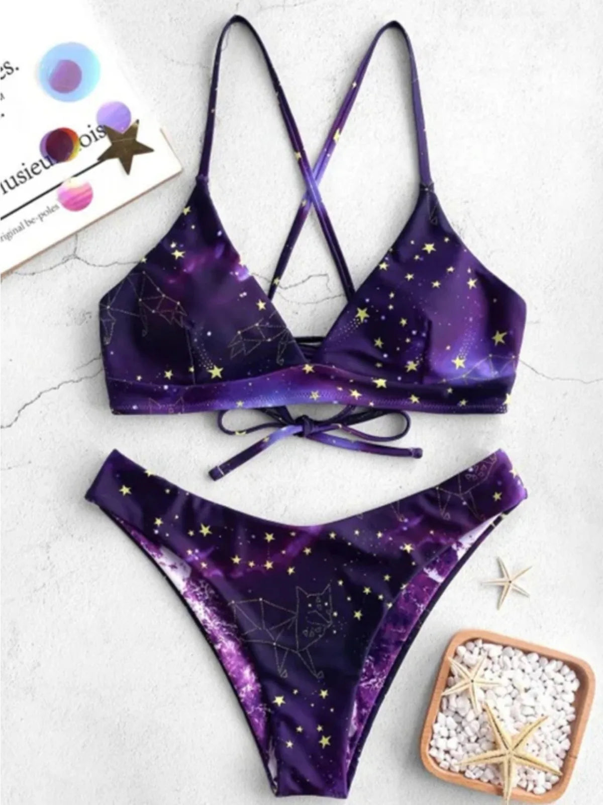 Starry Sky Reversible Bikini Set – Sexy Micro Thong Two-Piece Swimsuit for Summer Beach Vibes