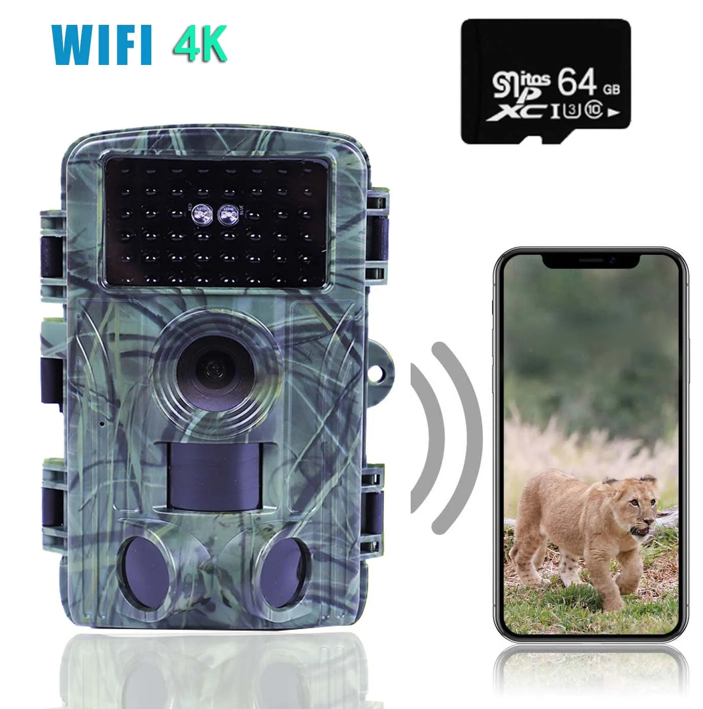 4K Wildlife Trail Camera – 60MP/30MP, WiFi Live Stream, Night Vision, Waterproof Outdoor Hunting & Photo Trap Cam