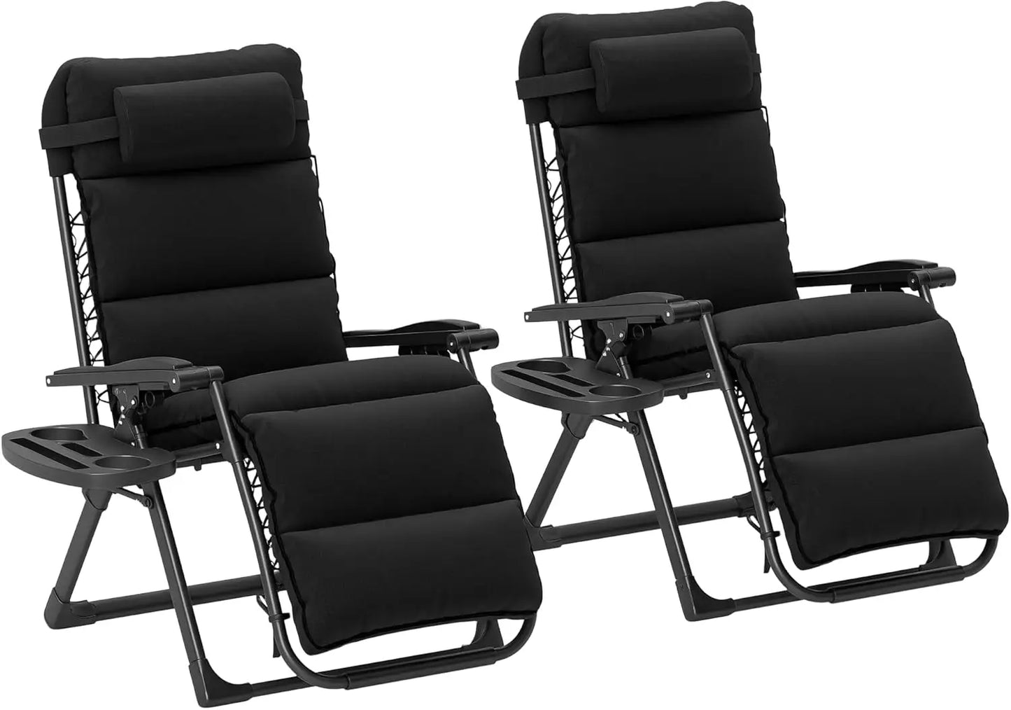 Set of 2 Reclining Zero Gravity Lounge Chairs – Folding Outdoor Relaxation with Removable Cushions