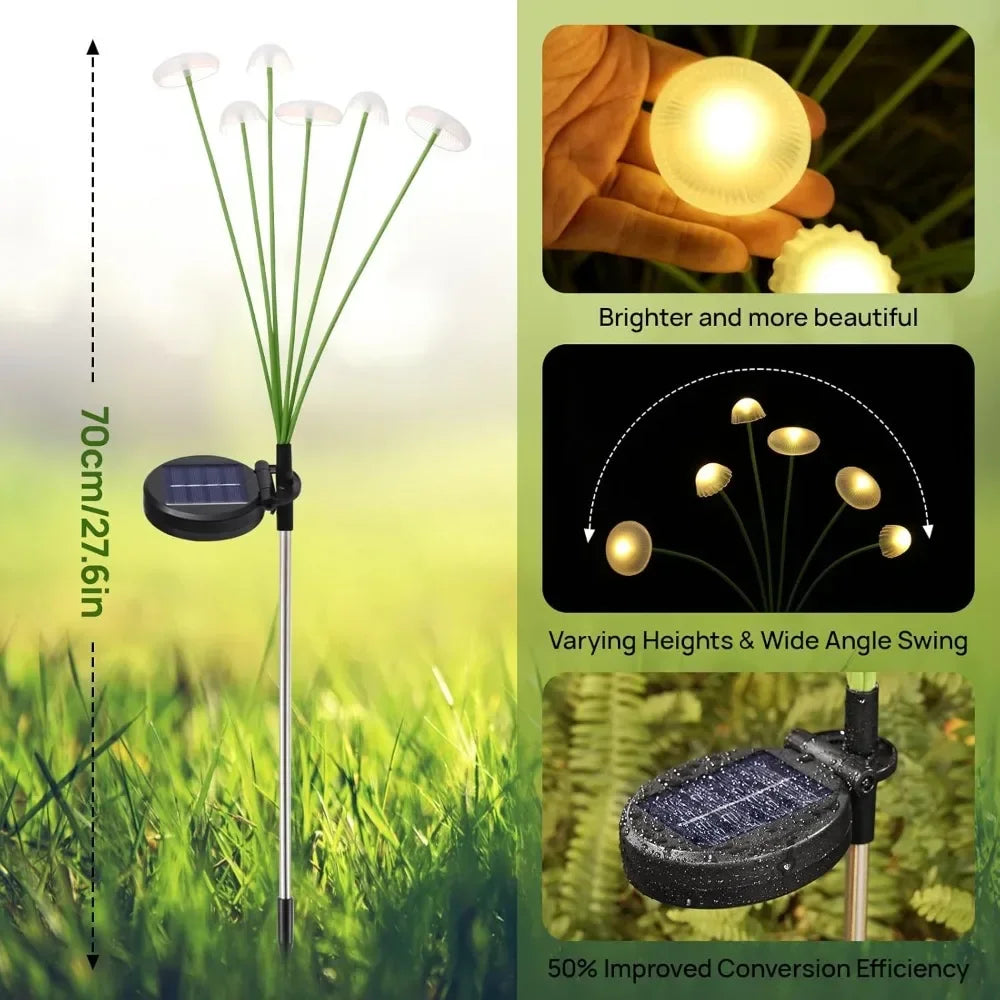 Solar Jellyfish Mushroom Lights – 6 LED Garden Decor Lights for Lawn, Pathway & Outdoor Ambience