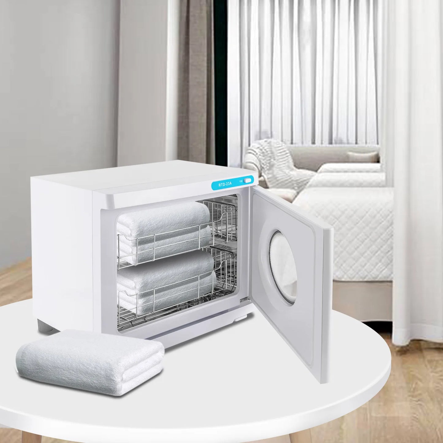 Hot Towel Warmer – Professional 23L Large Capacity Cabinet with See-Through Window (White)