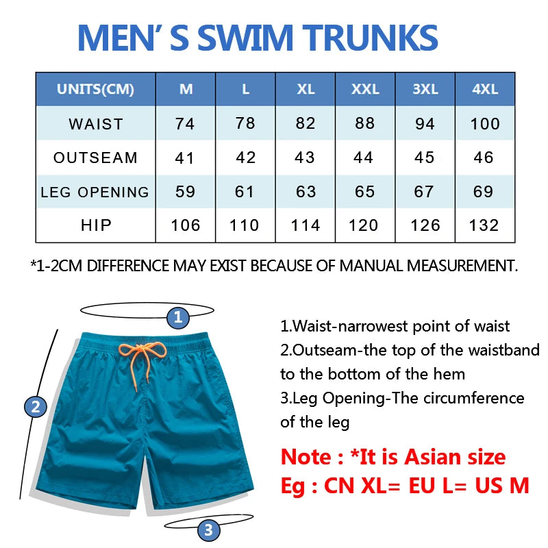 DATIFER 2025 Men’s Surf Board Shorts – Breathable Nylon Swim Trunks with Mesh Liner for Beach, Sport & Swim