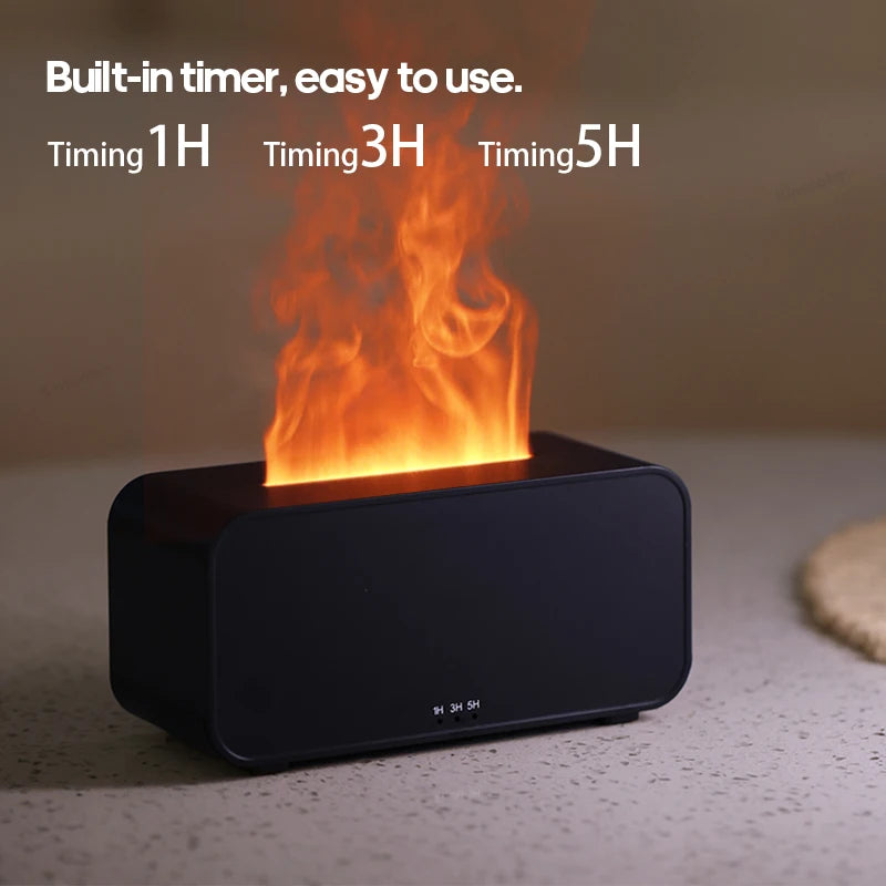 Mini Flame Aromatherapy Diffuser – LED Light Humidifier with Timer, Cool Mist & Scent Therapy for Home or Office