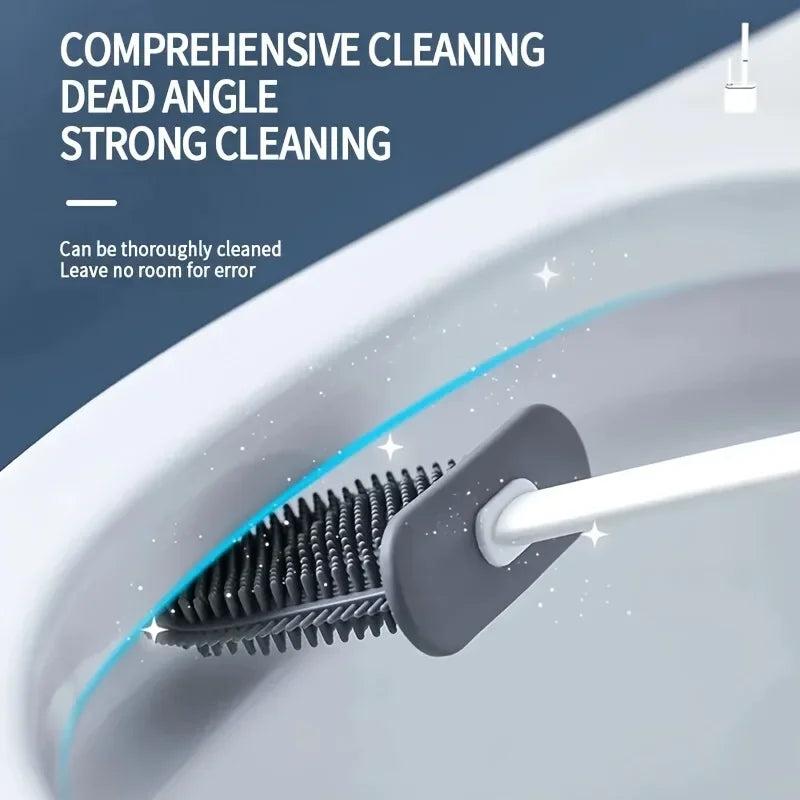 Clean Smarter: Flexible Silicone Toilet Brush with Quick-Dry Hanging Holder