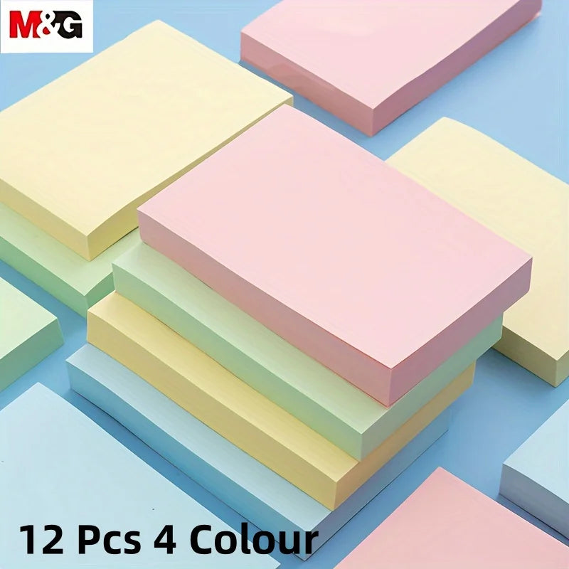12 Pcs Colorful Sticky Notes Set – 1200 Sheets 4-Color Portable Memo Pads for Office & School
