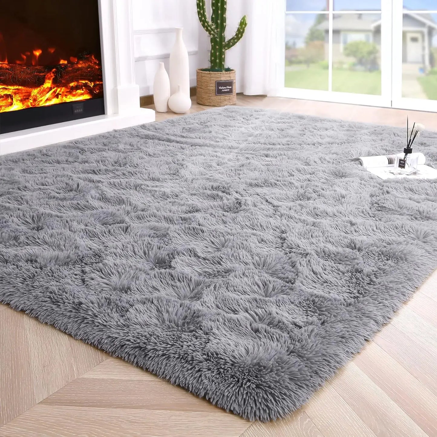 Fluffy Area Rug – Soft Fuzzy Bedroom & Living Room Carpet, Non-Slip Design for Kids' Rooms & Hardwood Floors