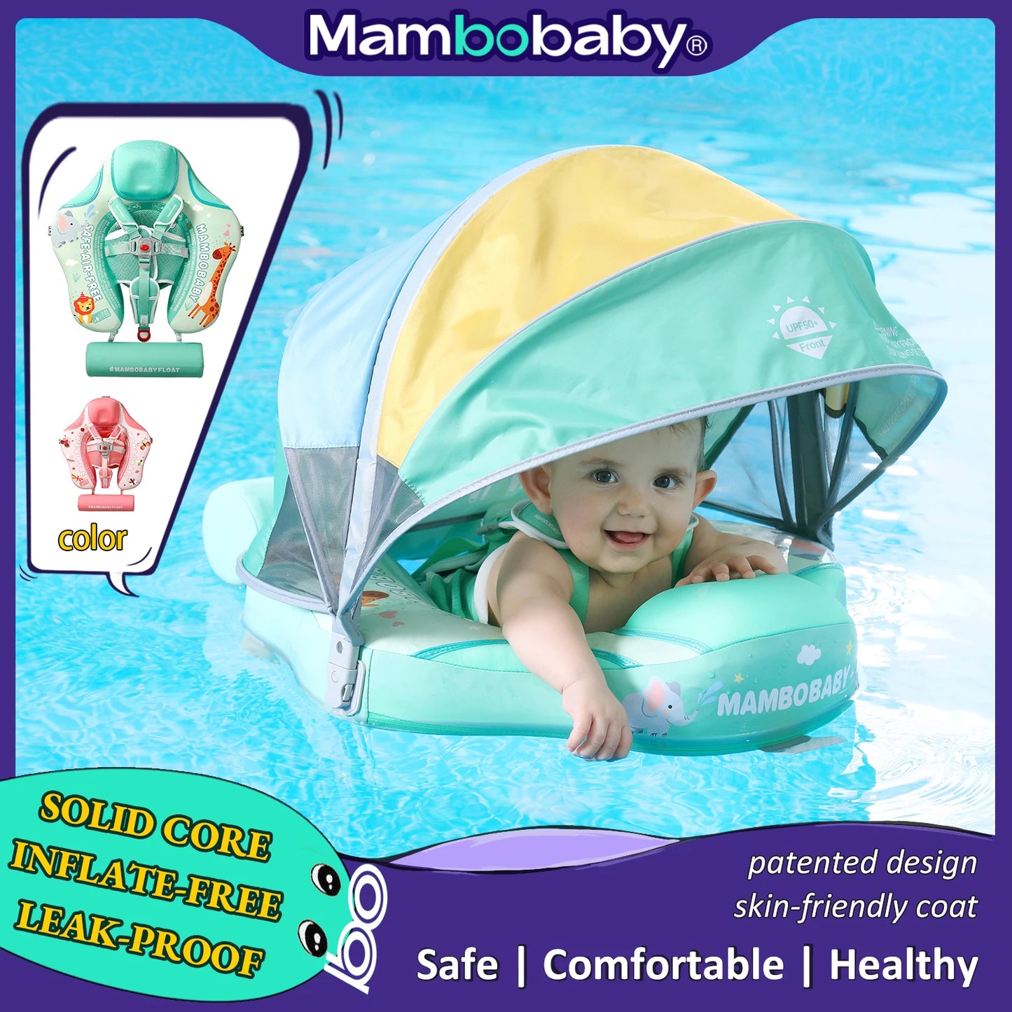 2024 Mambobaby Animal Float – Non-Inflatable Solid Baby Swim Trainer Ring for Infant Pool Safety & Water Fun
