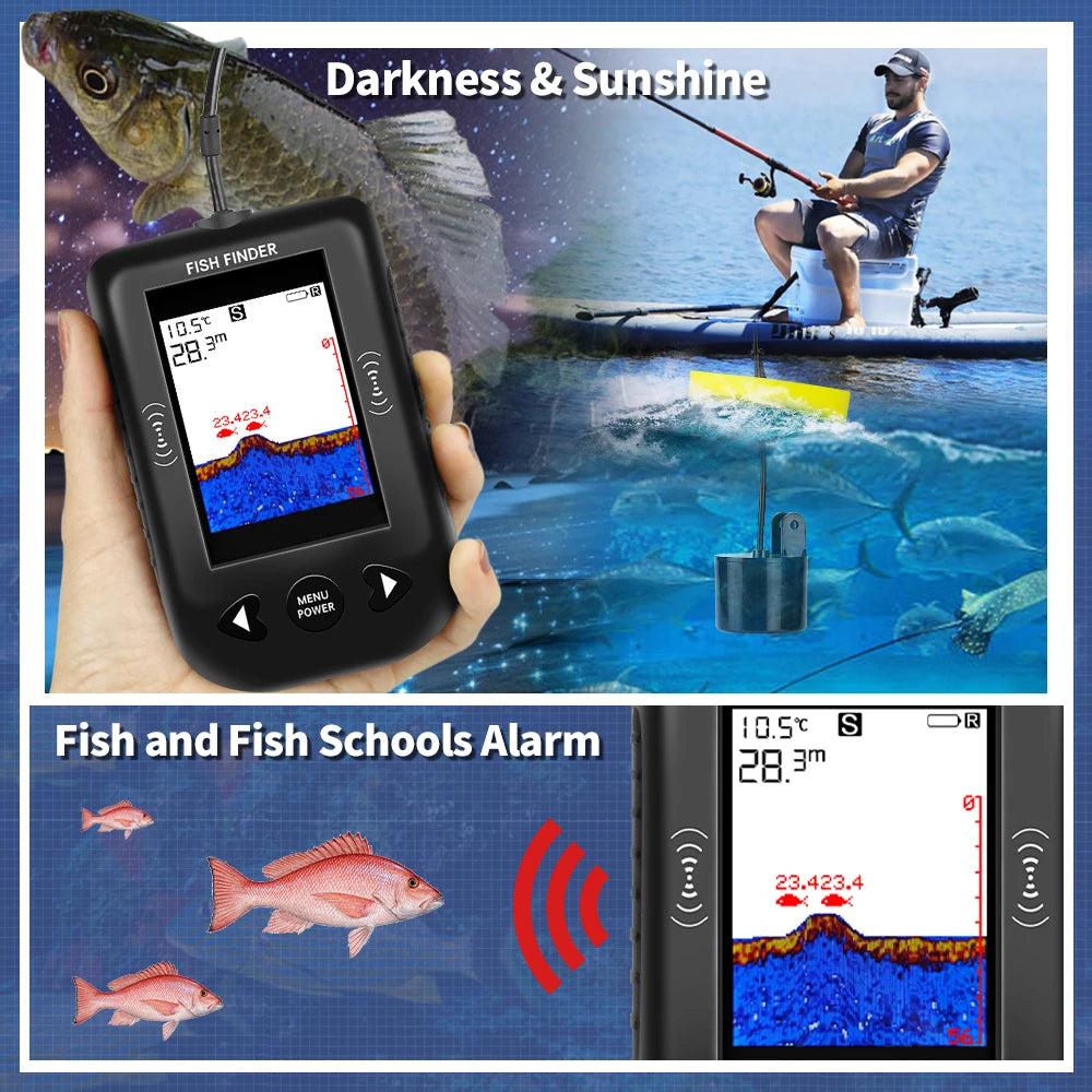 Erchang XF03 Portable Fish Finder – 100M Sonar Echo Sounder with 45° Detection & Alarm for Lake & Sea Fishing