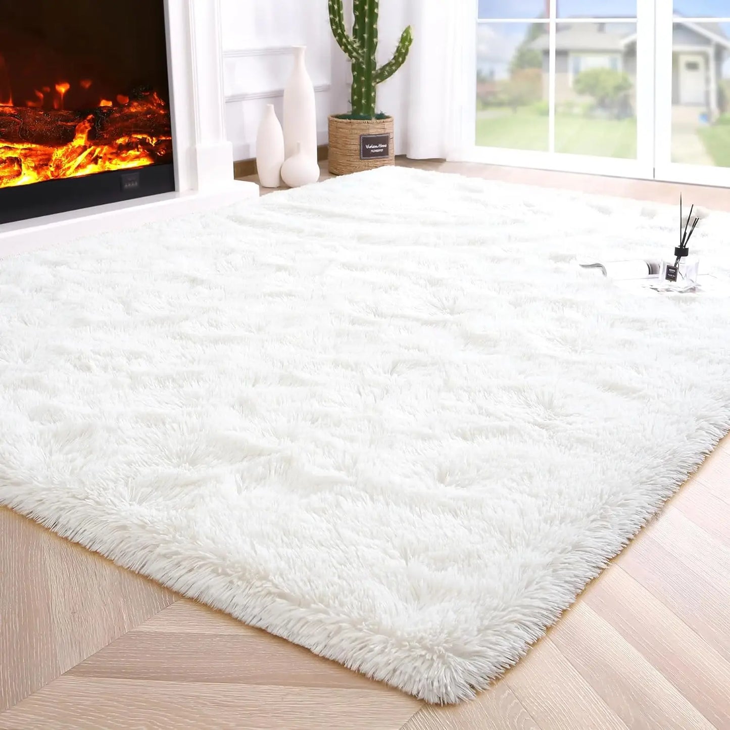 Fluffy Area Rug – Soft Fuzzy Bedroom & Living Room Carpet, Non-Slip Design for Kids' Rooms & Hardwood Floors