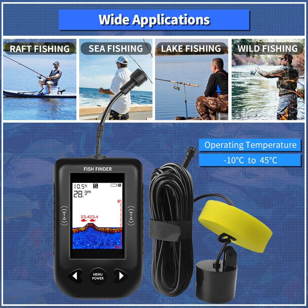 Erchang XF03 Portable Fish Finder – 100M Sonar Echo Sounder with 45° Detection & Alarm for Lake & Sea Fishing