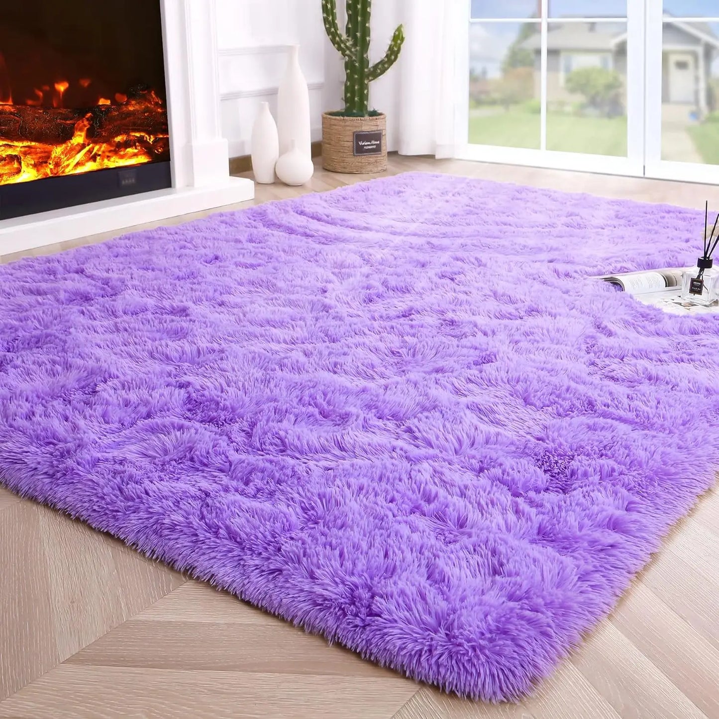 Fluffy Area Rug – Soft Fuzzy Bedroom & Living Room Carpet, Non-Slip Design for Kids' Rooms & Hardwood Floors