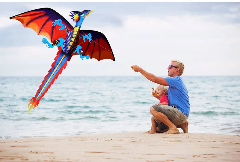 High-Quality Classical Dragon Kite - 140cm x 120cm, Single Line with Tail, Handle & String - Perfect for Flying Fun by Hengda