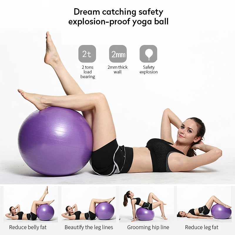 Durable PVC Yoga and Fitness Balls - Explosion-Proof Exercise Balls for Home Gym and Pilates (45cm/55cm/65cm/75cm/85cm)