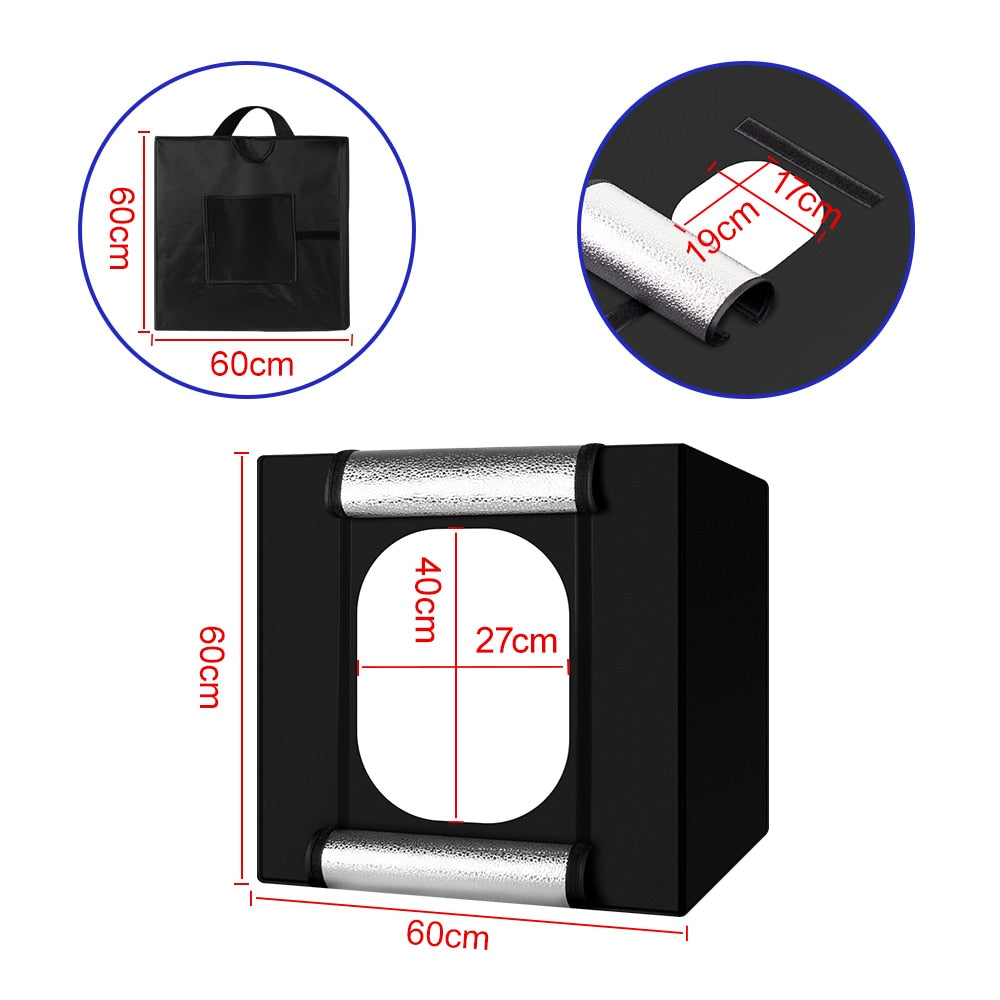 Folding LED Photo Lightroom Studio Softbox with 4 Backdrops: Perfect for Professional Photography