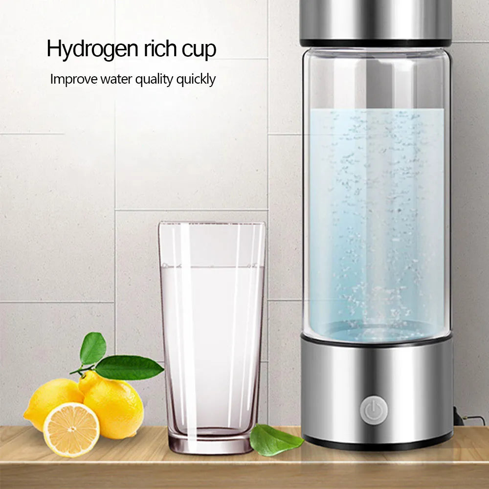 Portable Hydrogen-Rich Water Cup: Ionizer & Super Antioxidant Maker with Filter - 420ml