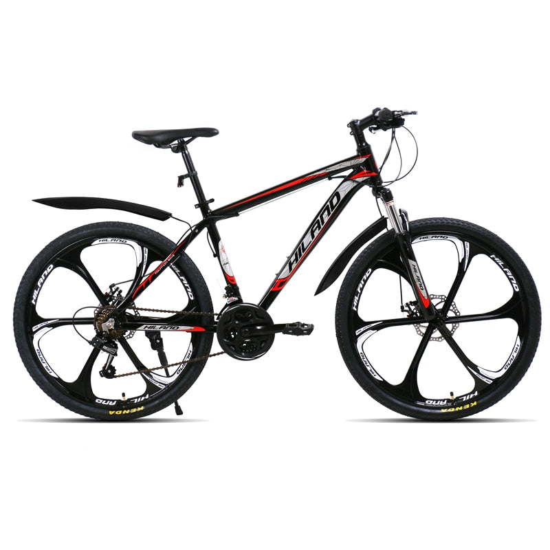 HILAND 26-Inch 21-Speed Mountain Bike with Aluminum Alloy Frame: Features Suspension Fork, Double Disc Brake, and Bonus Fenders