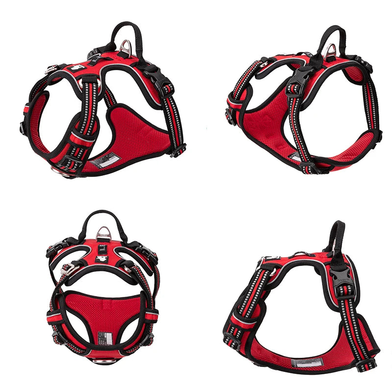 Truelove Reflective No-Pull Adjustable Nylon Dog Harness: Safety Vest for Medium to Large Dogs, Ideal for Walking, Running, and Vehicle Use