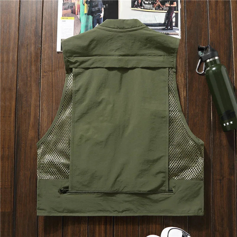 NEW Multi-Pocket Quick Dry Mesh Fishing Vest for Men: Outdoor Waistcoat